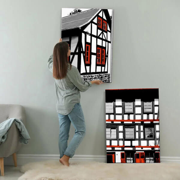 Painting by numbers art landscape half-timbered houses