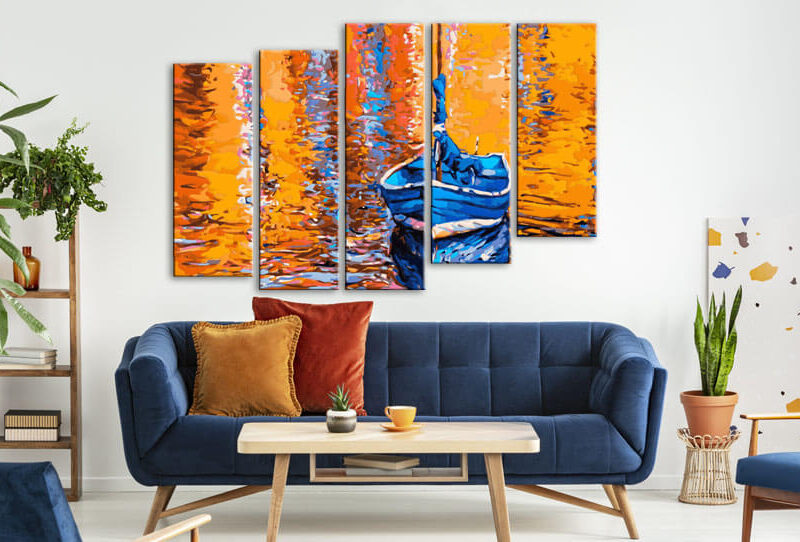 Painting by numbers nature art boat at the lake II 5-piece