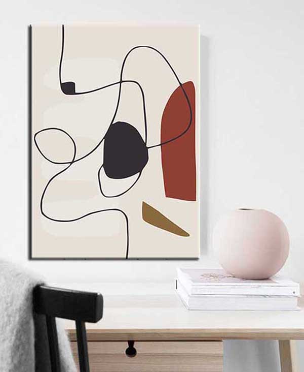 Painting by numbers art minimalism line drawing with colorful shapes