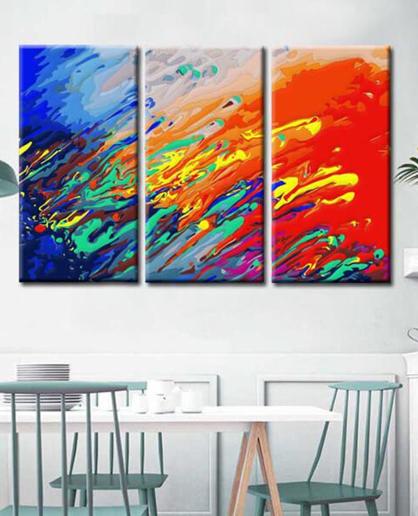 Painting by numbers modern art color explosion 3-piece painting