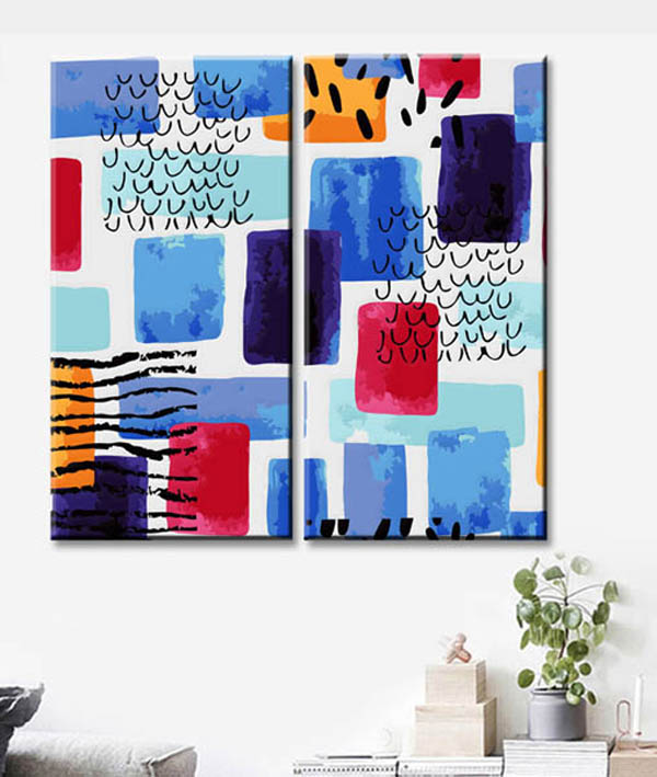 Painting by numbers Abstract art colorful squares 2-panel