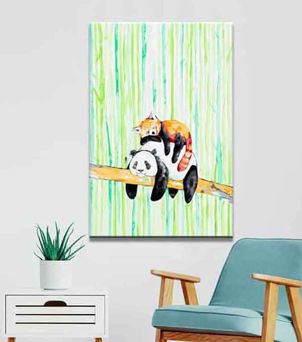 Painting by numbers art animal panda on a branch