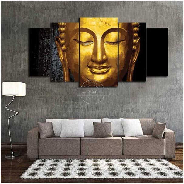 Painting by Numbers-Golden Buddha 5-panels