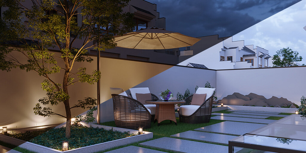 3D Architektur Rendering Nacht