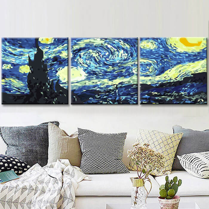 Paiting by Numbers Starry Night Van Gogh Triptychon