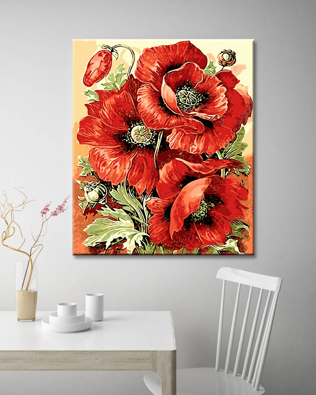 Painting By numbers poppy flower