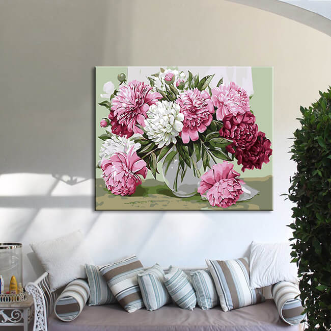 Painting By numbers pink gillyflowers