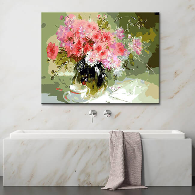 Painting By numbers pink gillyflowers