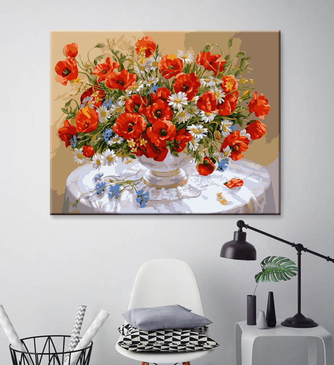 Painting By numbers poppies