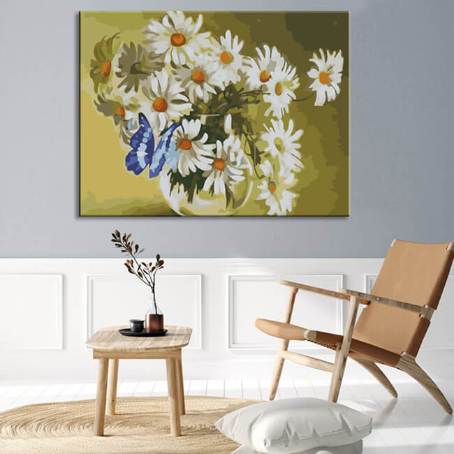 Painting by numbers marguerites and butterfly
