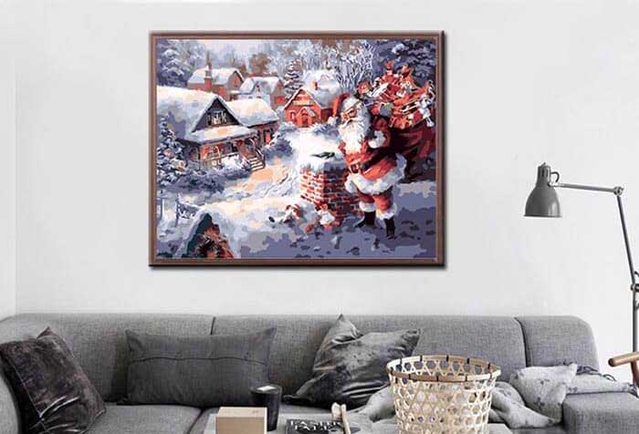 Painting by numbers santa claus with gifts