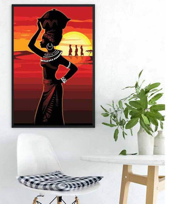 Painting by Numbers African Abstract Art-Head Carrying Women