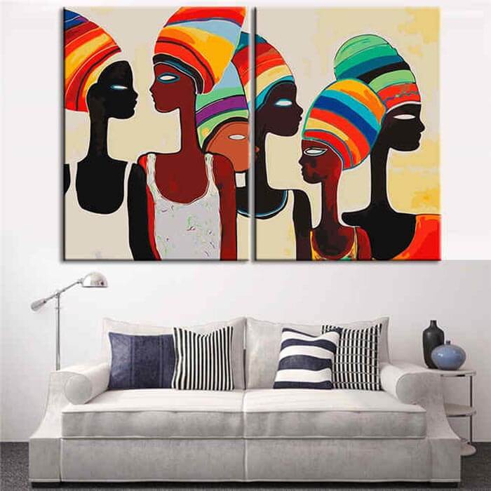 Painting by Numbers African Art-Women in Modern Art 2 Panels Design