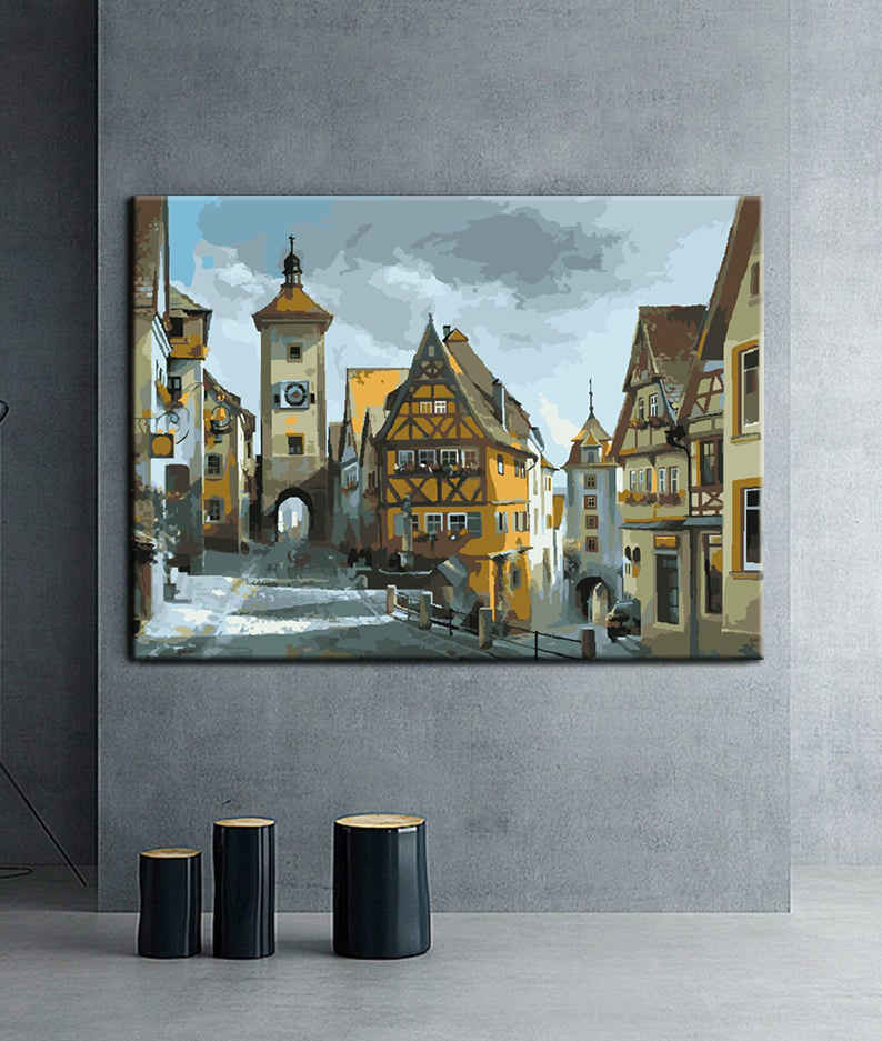 Malen nach Zahlen Altstadt Deutschland Rothenburg