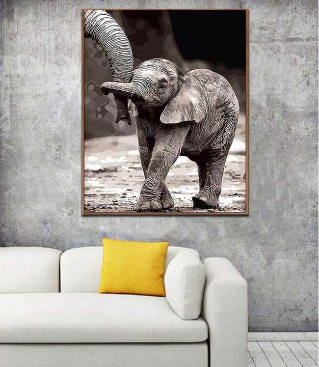 Paint by numbers elephant baby