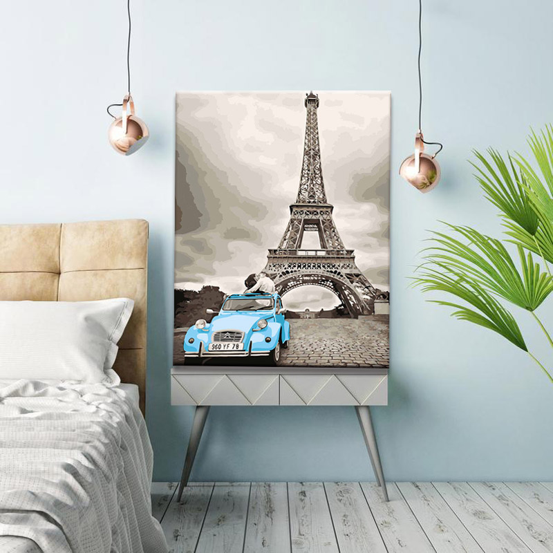 Paint by numbers Eiffel Tower and 2CV