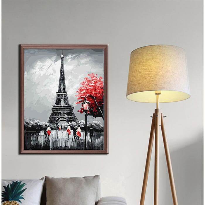 Paint by numbers Eiffel Tower black white