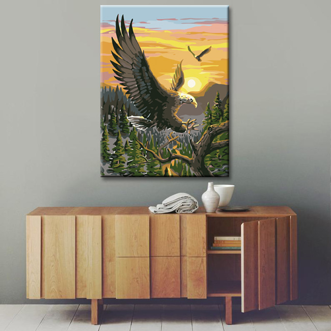 Painting by number eagle in the forest