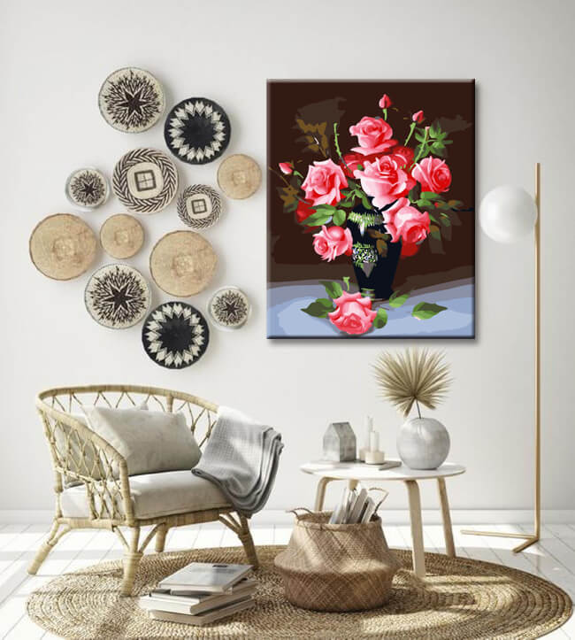 Painting by number pink roses