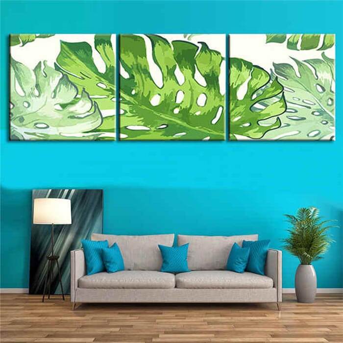 Painting by numbers Green Leaves-3 Panel