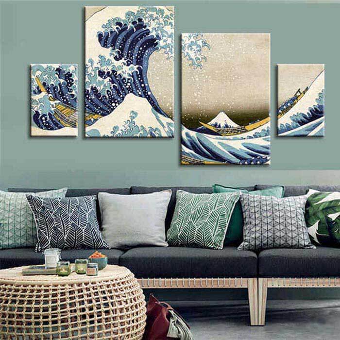 Malen nach Zahlen - Die grosse Welle von Kanagawa 4-teilig (Quattro)