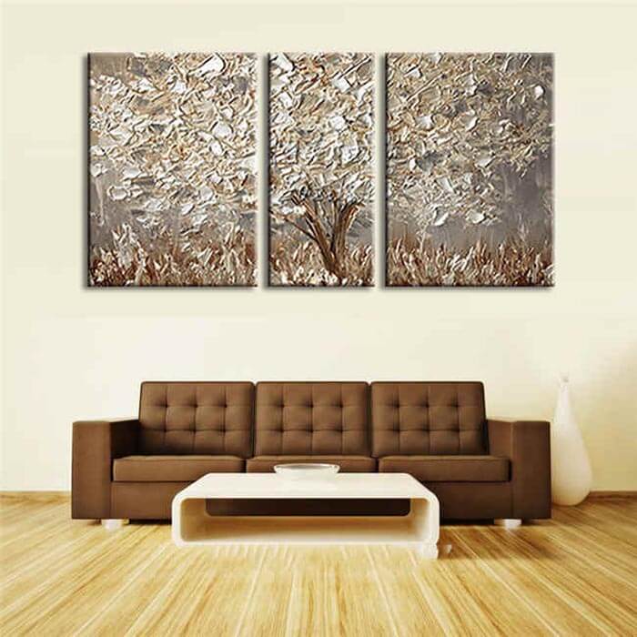 Painting by numbers white tree 3-Panel