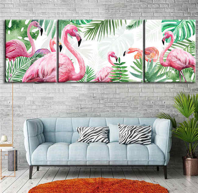 Malen nach Zahlen Flamingo Familie - 3-teilig (Triptychon)