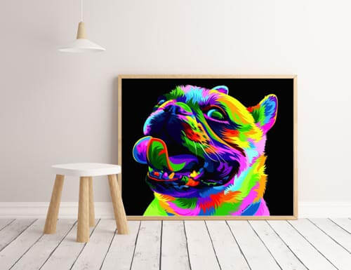 Painting by Numbers Dog Pug Rainbow colorful