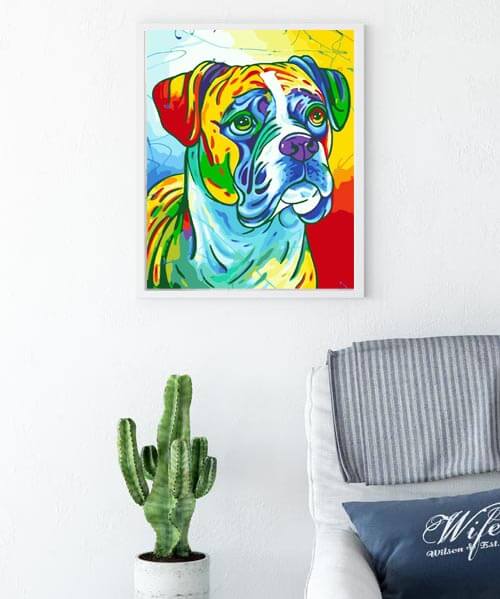 Painting by Numbers Dog Mastiff Rainbow colorful