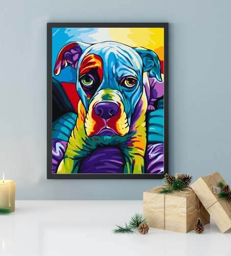 Painting by Numbers Boxer Dog Rainbow colorful