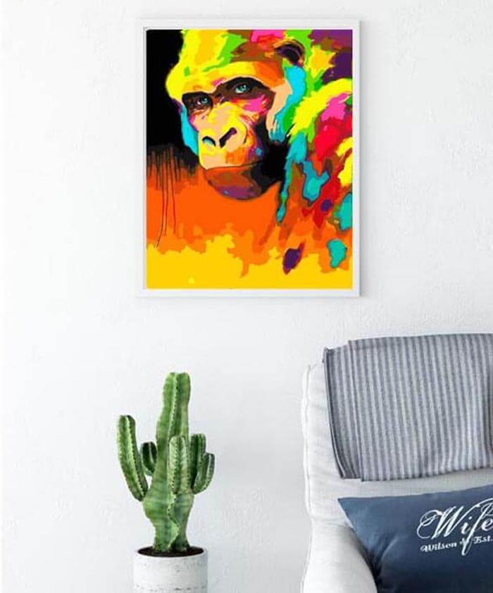 Painting by Numbers Monkey Rainbow Colorful