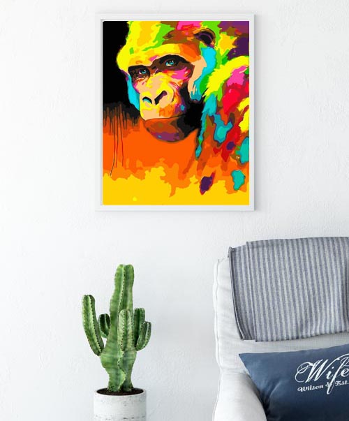 Painting by Numbers Monkey Rainbow Colorful