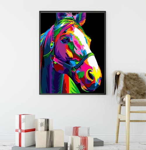 Malen nach Zahlen Pferd Regenbogen bunt