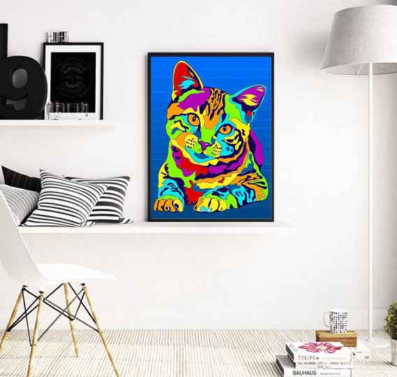 Malen nach Zahlen Katze in Regenbogenfarben Tierkunst