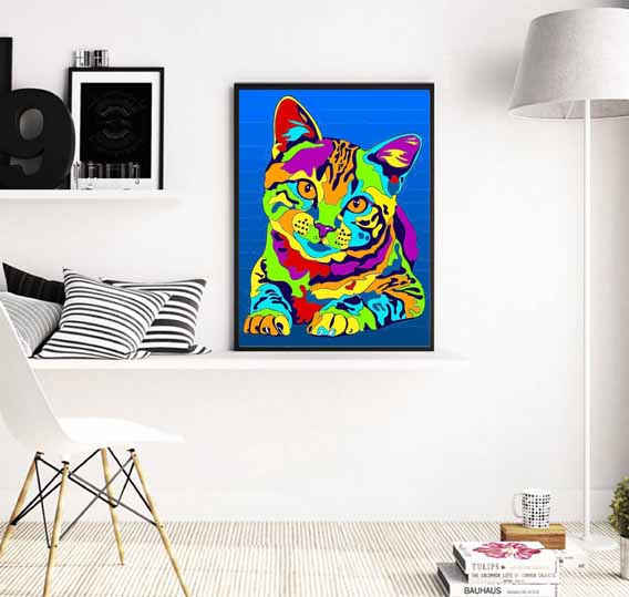 Painting by Numbers Cat in rainbow colours Animal art