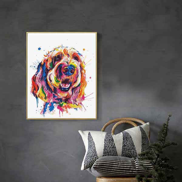 Painting by Numbers Dog Bobtail Sheepdog in rainbow colours