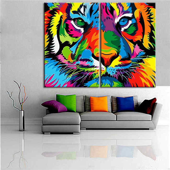 Painting by Numbers Tiger portrait Animal art 2-Partial