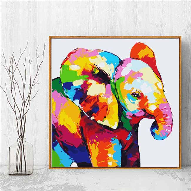 Malen nach Zahlen Kleiner Elefant Porträt Moderne Tierkunst