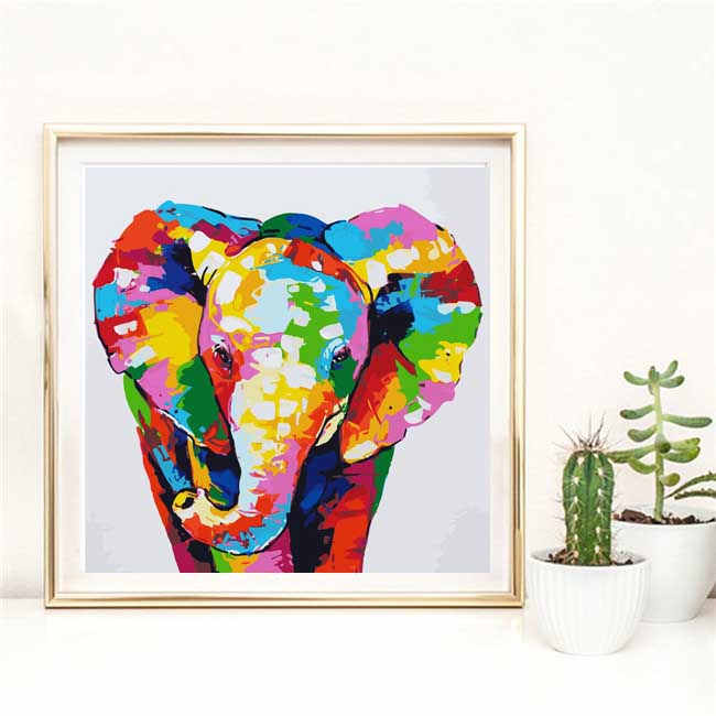 Painting by Numbers Small elephant in portrait Modern animal art