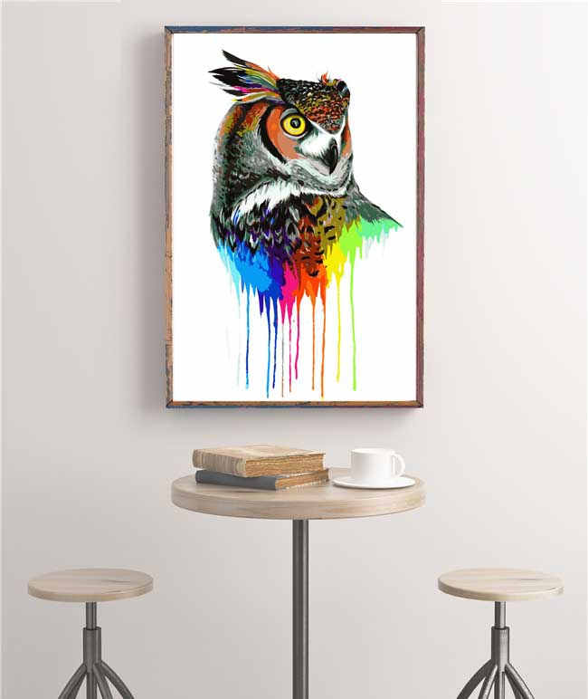Painting by Numbers Coloured owl bird Modern animal art