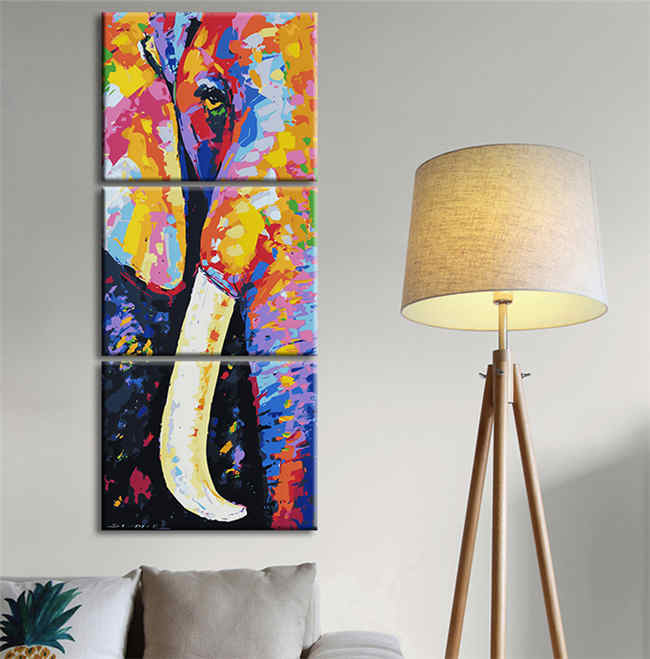Painting by Numbers Elephant tusk Modern animal art - 3 Panel