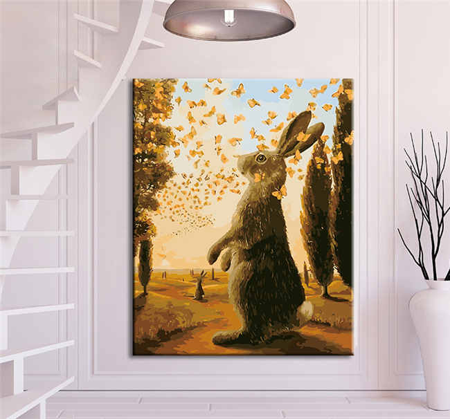 Painting by Numbers Rabbit with butterflies in summer