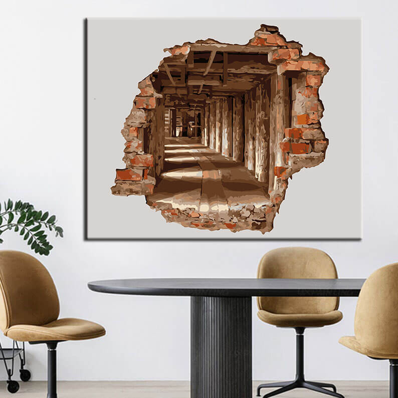 Painting by numbers photo art hole in the wall
