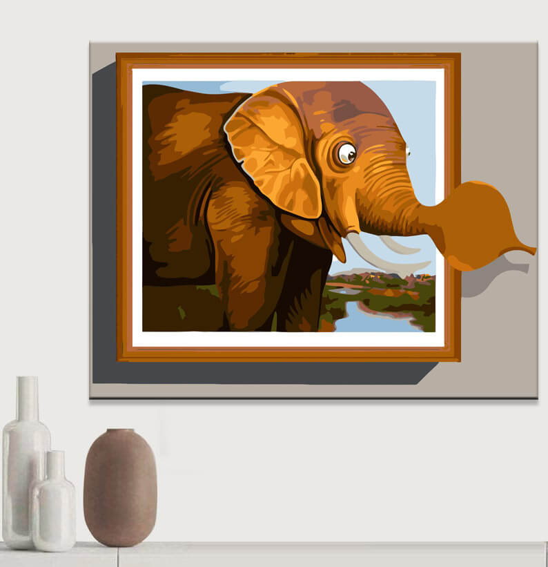 Painting by numbers art animal elephant