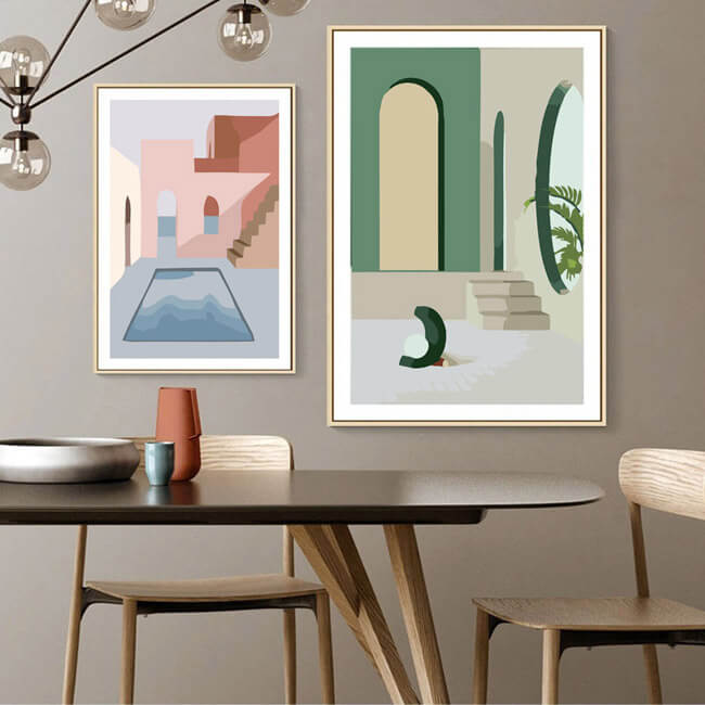 Painting by numbers art minimalism green house interior