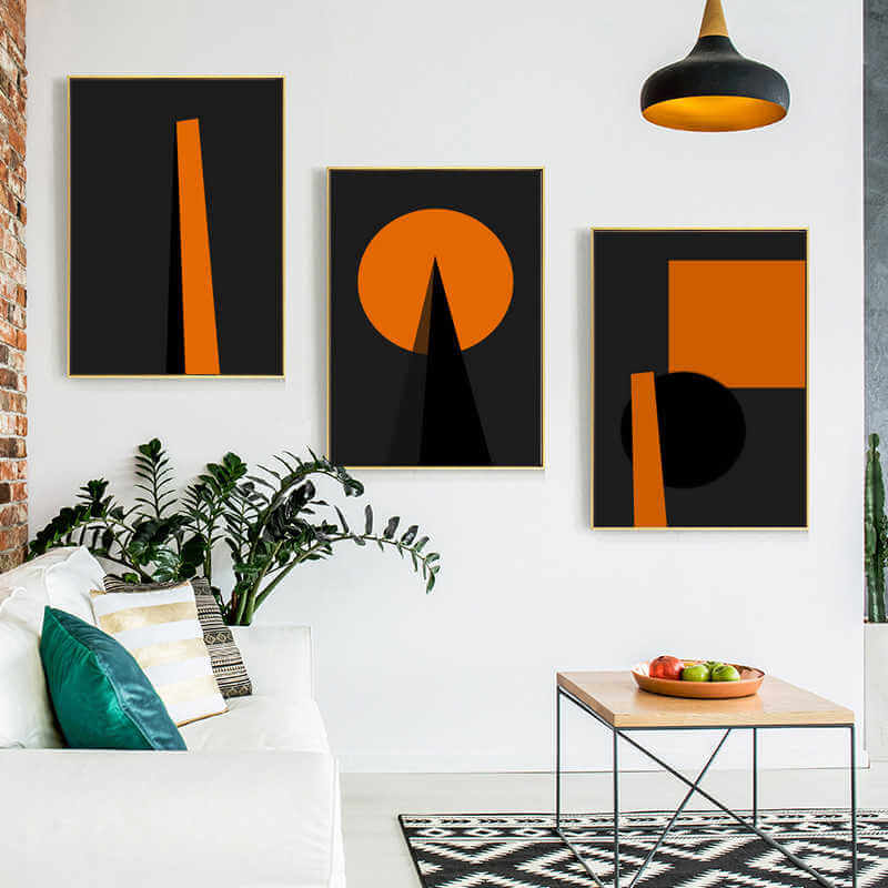 Malen nach Zahlen Kunst Minimalismus Schwarze Orange Formen III