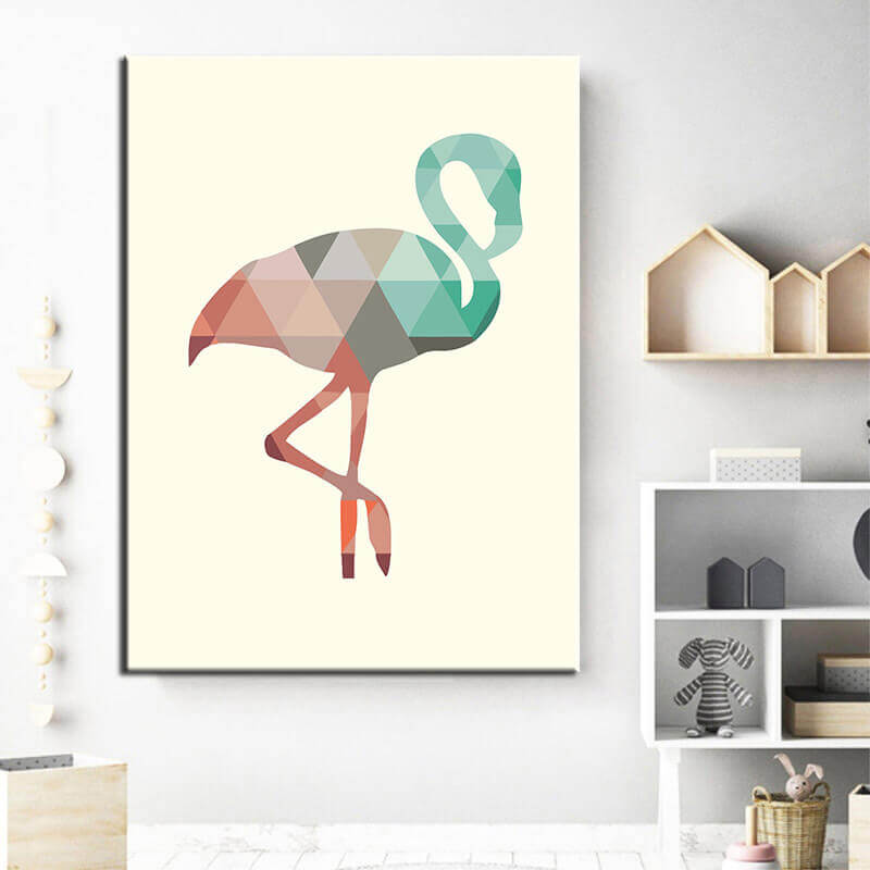 Malen nach Zahlen Kunst Polygon Stil Flamingo