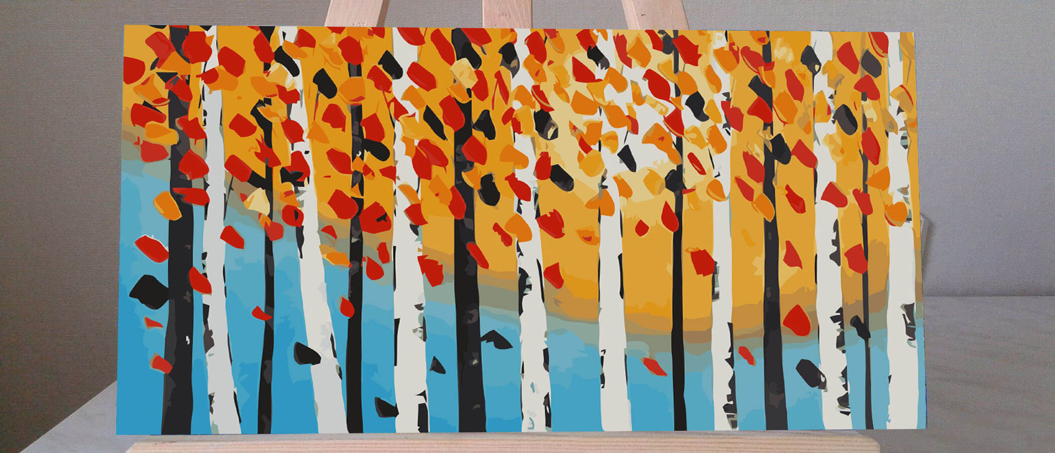 Painting by Numbers Art Abstract Painting Trees Blue Orange