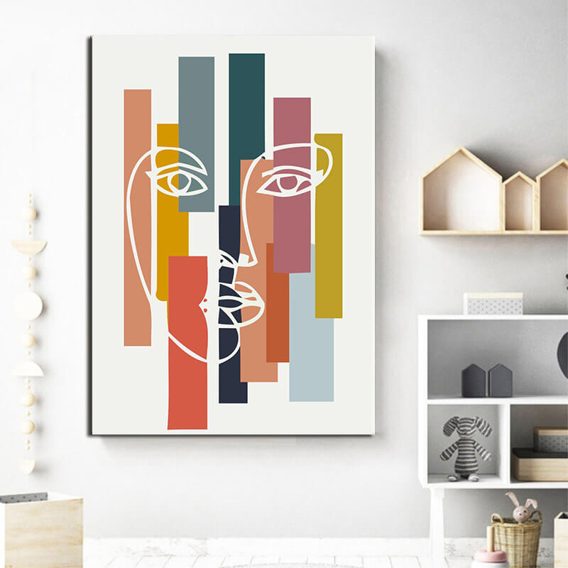 Painting by Numbers Art Abstract Painting Geometry Shapes and Face