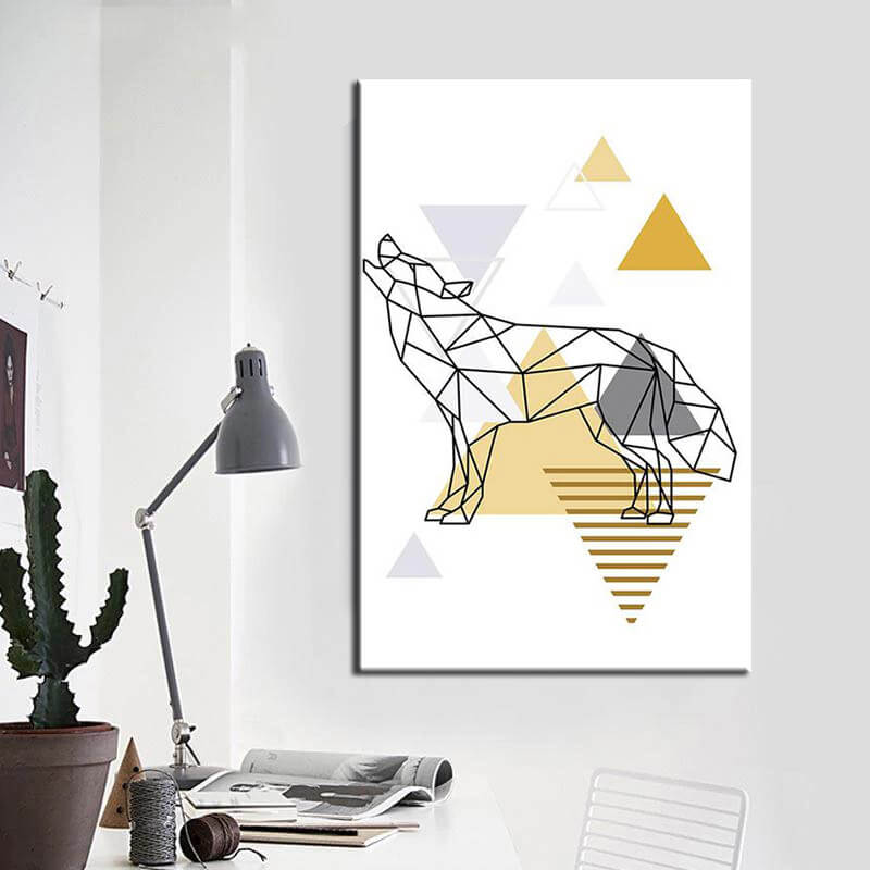 Painting by Numbers Art Line Drawing Geometry Polygon Howling Wolf